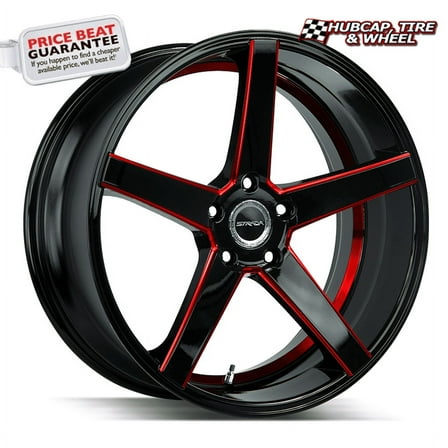 Strada Perfetto 18X8 Gloss Black Candy Red Milled Custom Wheel- 5X108 Bolt Pattern, 40mm Offset