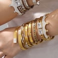 thumbnail image 4 of Faty-T 14k Gold Plated Cubic Zirconia Bangle Classic Bracelets for Woman, Sparkly Rhinestones Crown Bangle Stainless Steel Stackable Cuff Bracelet Trendy Statement Jewelry Gifts, 4 of 14