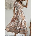 thumbnail image 2 of Vestido Con Cuello En V Con Estampado Floral, Elegante Vestido De Manga Corta Para Primavera Y Verano, Ropa De Mujer, 2 of 4