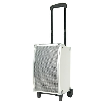MCP-100-WH-SL Portable Cordless Speaker, Cordless Mic, Karaoke Sound System, White Silver