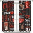thumbnail image 3 of Coffee Blackout Window Curtains, Cute Running Coffee Cup Black Red White Cartoon Doodle Print Window Drapes for Kitchen Living Room Bedroom Cafe, 84x84 Inch, 3 of 6