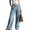 Light Blue, variant on Ninixx Womens Solid Color Button Zip Fly Pants Elastic Waist Straight Leg Pants with Patch Pockets