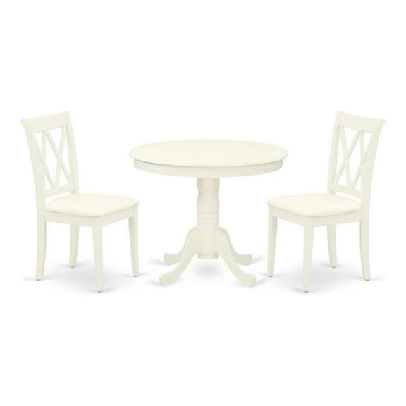 East West Furniture Dining Room Set Linen White, ANCL3-LWH-C