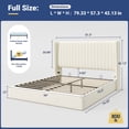 thumbnail image 2 of Allewie Full Size Lift Up Storage Bed Frame, Hydraulic Support System, Upholstered Platform Bed Frame, Vertical Channel Tufted Headboard with Wingback, Cream White, 2 of 9