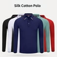 thumbnail image 2 of 100% Silk Cotton Long Sleeve Men's Polo Shirt, 2 of 10