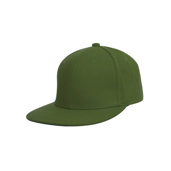 Top Headwear Plain Flat Bill Fitted Hat, Olive 7 3/4