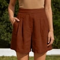 thumbnail image 2 of Atogsazn Womens Summer High Waisted Shorts Casual Dessy Pleated Cotton Linen Jogger Shorts Beach Pants Brown XXL Fashion, 2 of 9