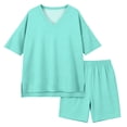 thumbnail image 5 of Iyufng Old Girls 2 Piece Outfits Summer Casual Sets Solid Color V-Neck Short Sleeve Top and Shorts 4-15 Years, 5 of 8