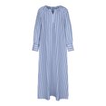 thumbnail image 4 of Henpk Summer Dresses for Women Striped T Shirt Dress Casual Midi Dress Short Sleeve Sundress with Pockets Casual Loose Long Sleeve Loose Dress V Neck Classic Dress Blue XXL, 4 of 6