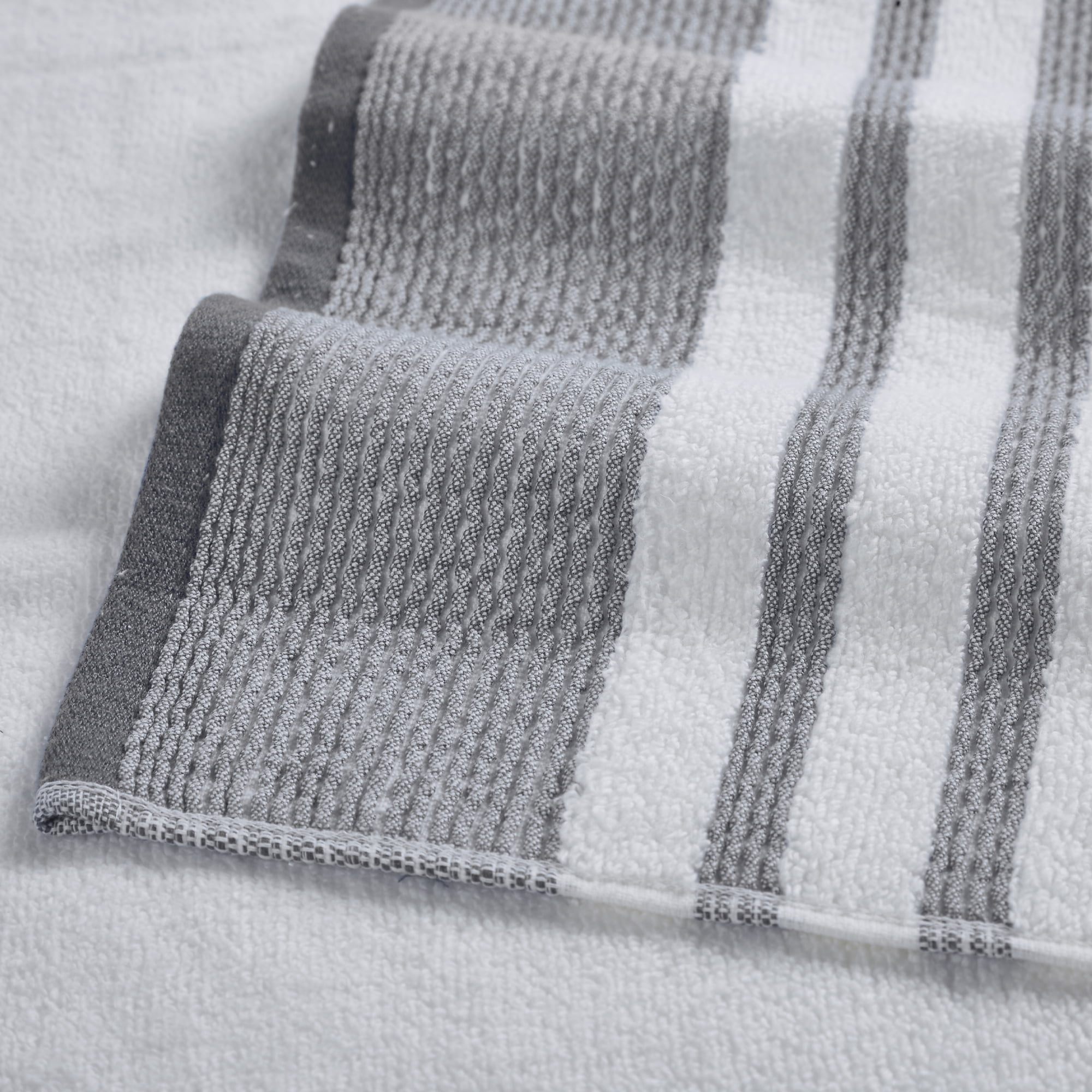 Modern Threads Reinhart 6-Piece Quick Dry Striped, Cotton Bath Towel Set, Coal Black