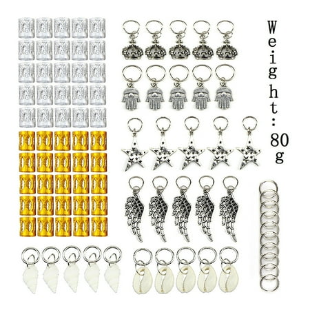 

FRCOLOR 90pcs Hair Braid Jewelry Delicate Hair Cuffs Multiple Pendants Crown Feather Shell Jewelry