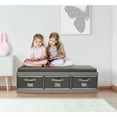 thumbnail image 3 of Badger Basket Children’s Wooden 17.3 gal Toy Storage Bench with Cushion and Fabric Bins, Gray, 3 of 7