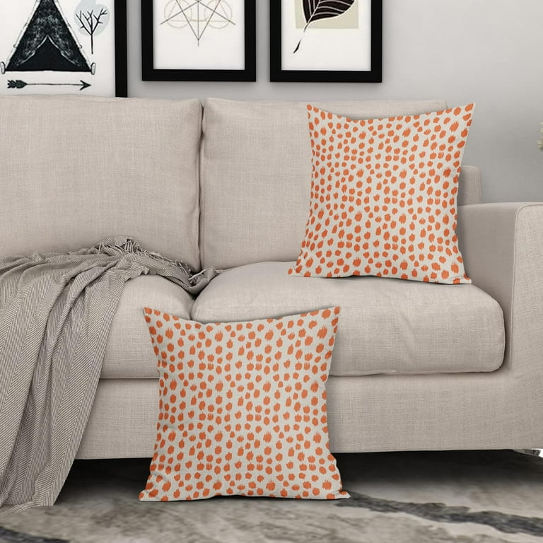 Orange Cream Pillow Covers 20x20 Set of 2 Boho Design Polka Dot Throw Pillows Modern Brush Strokes Print Decorative Outdoor Pillowcase Square Cushion