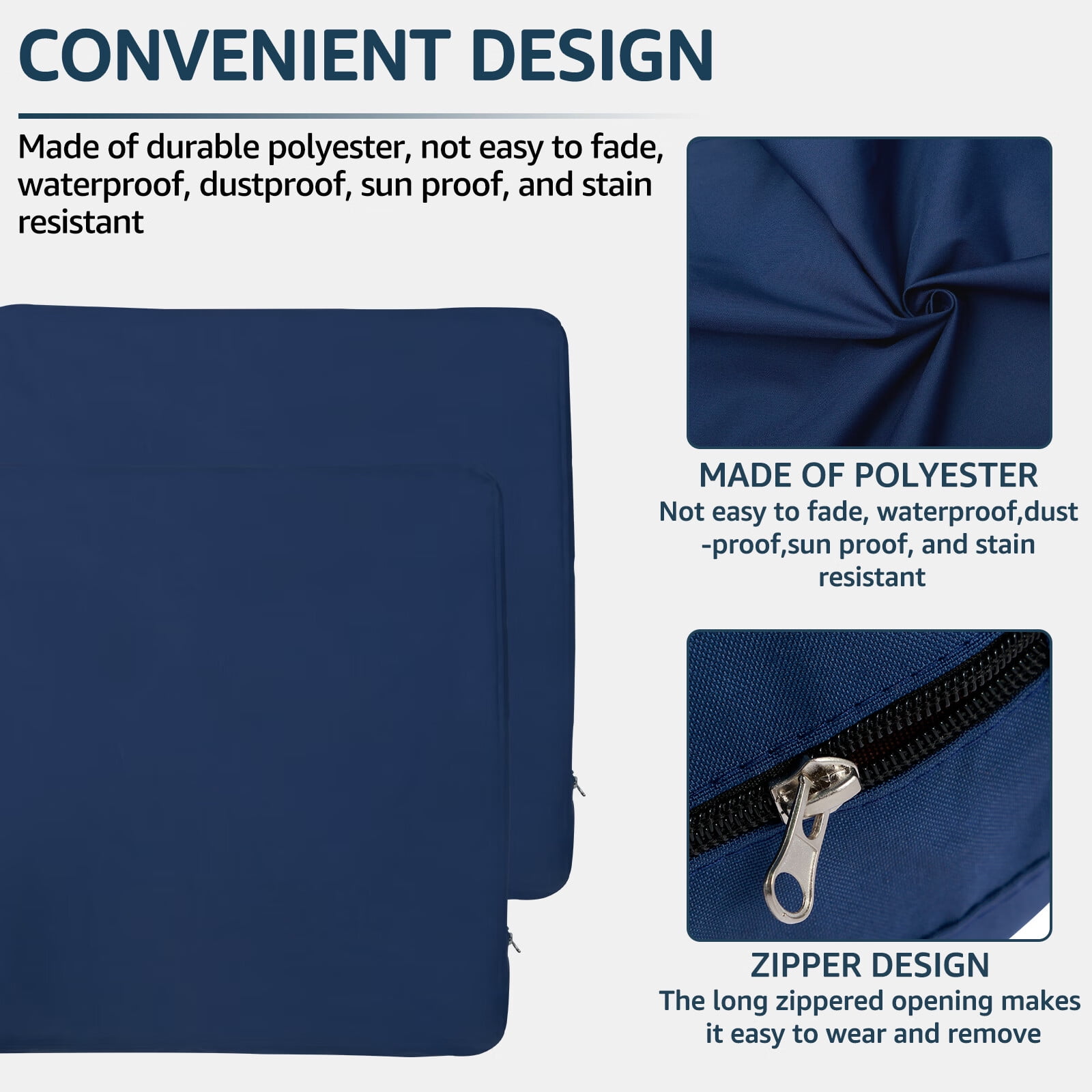 Relax Love 23.6" x 23.6 Navy blue Chair Seating Cushions, Waterproof (4 Count)