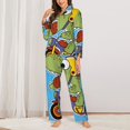 thumbnail image 3 of Bingfone Womens Pajama Sets Dinosaur Riding A Motorcycle Print,Long Sleeve Loungewear Pajamas Set-Large, 3 of 9