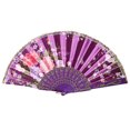 thumbnail image 2 of YAOMOBB Exquisite Craftsmanship Fan Chinese Style Folding Fan Hot Stamping Silk Fabric Handheld Fan with Gold Edge Flower Patterns for Wedding Dancing, 2 of 7