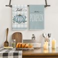 thumbnail image 2 of Sm:)e Give Thanks Eucalyptus Leaves Watercolor Blue Pumpkins Fall Kitchen Dish Towels Set of 4, 18 x 26 Inch, 2 of 6
