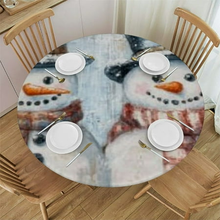 

Autua Snowmen Top Hat Scarf Christmas Themed Round Tablecloth 100% Polyester Table Cover Full Width Single-Sided Printing Stain-Resistant for Indoor and Outdoor Use 38 -42