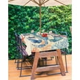 thumbnail image 3 of nqOlkjepod Blue Teal Crab Coastal Outdoor Tablecloth with Umbrella Hole & Zipper, Nautical Beach Coral Starfish Rectangle Table Cover 60x84 Inch, Dining Waterproof Table Cloth Protector for Patio, 3 of 7