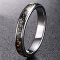thumbnail image 3 of VAKKI 4mm Black Tungsten Rings Inlaid with Crushed Created Opal Wedding Engagement Band for Men Women Silver Edge Size 4-12, 3 of 5