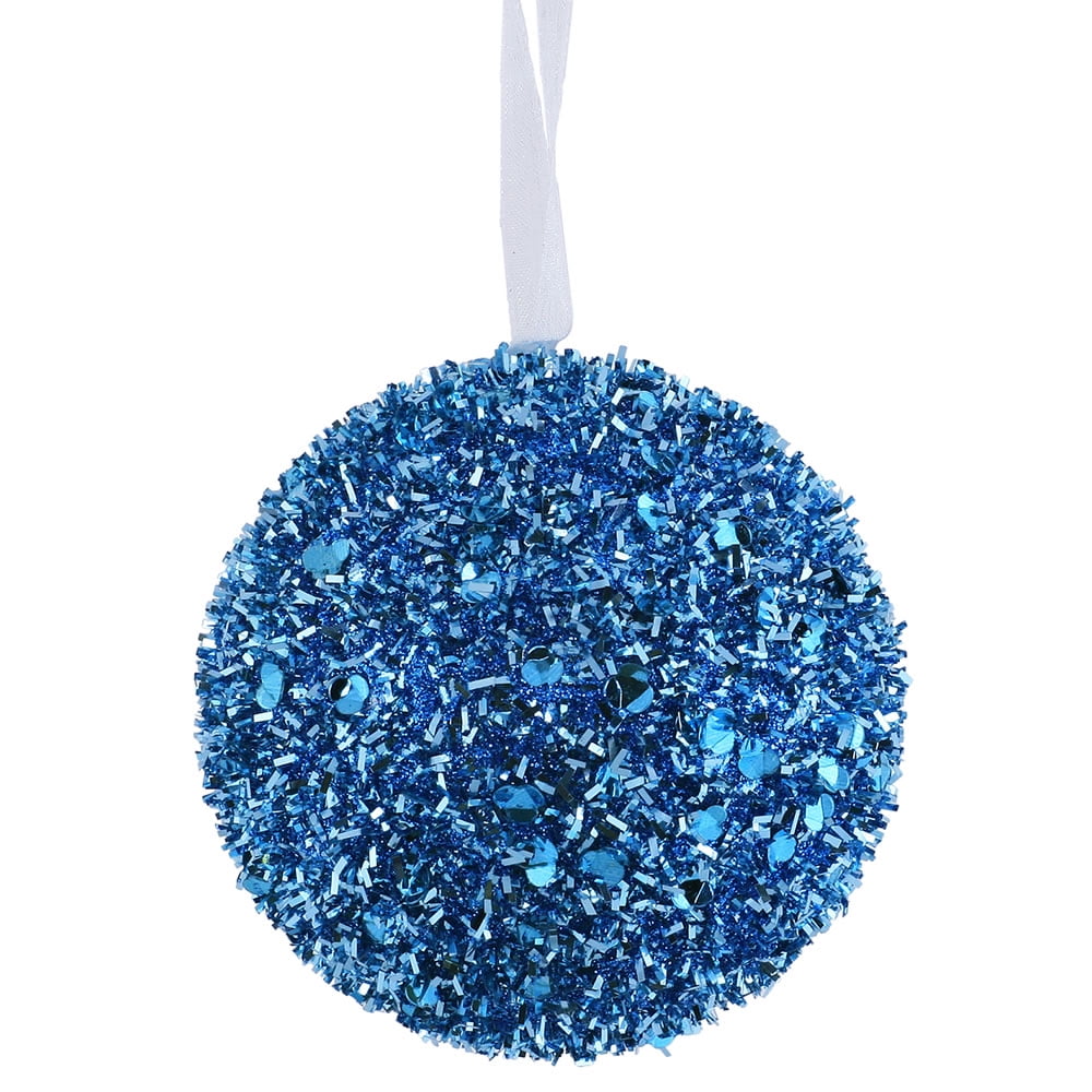 12ct Turquoise Blue Glitter Sequin Christmas Ball Ornaments 3"