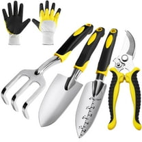 HomiiChic Stainless Steel Garden Tools Set (5PCS) - Gardening Tools Planting Kit for Women with Pruning Shears, Hand Trowel, Rake & Gloves