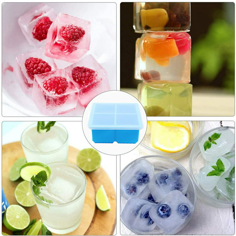 Silicone Freezing Tray with Lid,Soup Cube Tray,Silicone Freezer  Container,Freeze & Store Soup, Broth, Sauce - sky blue