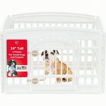 IRIS USA 24 4Panel Dog Playpen With Door 35 X 35 X 24 Puppy Playpen Dog Play Pen Indoors Pet Fence Puppies Small Dogs White