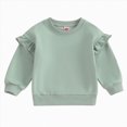 thumbnail image 5 of zuwimk Girls Long Sleeve T Shirts Kids Crewneck Fall Winter Tops Basic Tees(6-12 Months,Green), 5 of 6