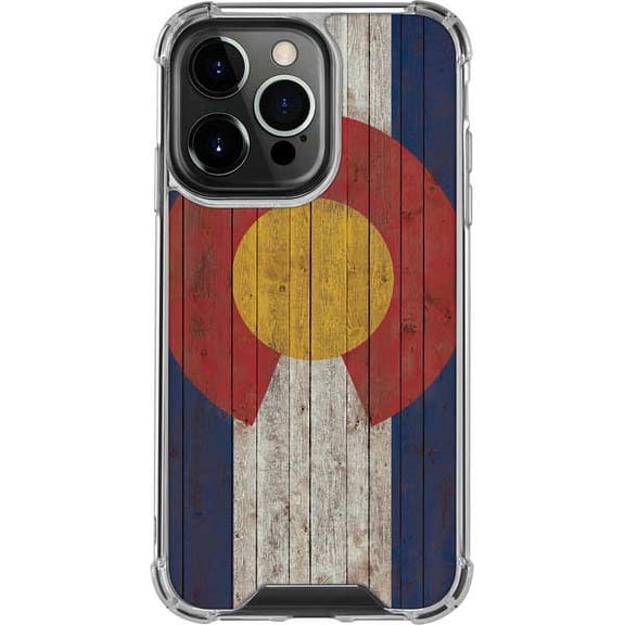 Skinit Countries of the World Colorado Flag Dark Wood iPhone 13 Pro Clear Case