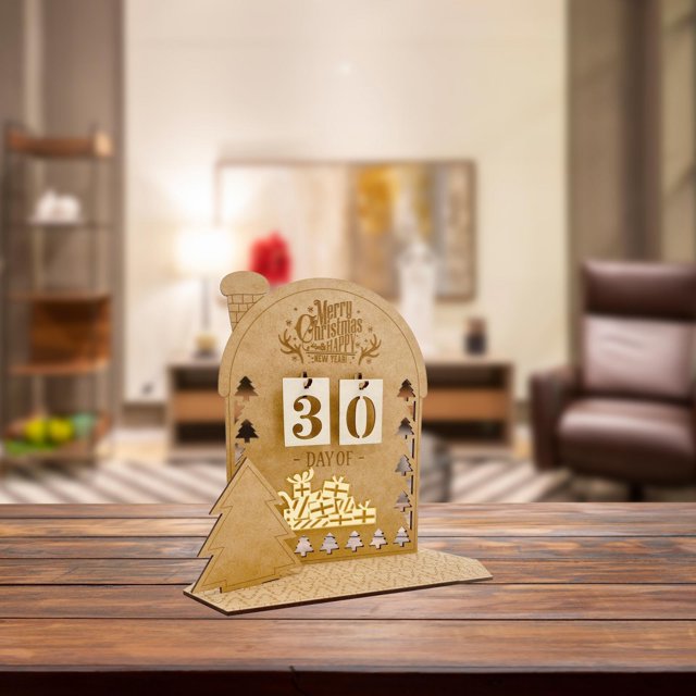 Calendario de Adviento de madera navideña, decoración navideña hecha a mano, 7,8x7,8 pulgadas, para juegos familiares interactivos, multifuncional Estilo A Macarena Calendario de adviento