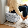 thumbnail image 5 of SCRAWLGOD Floral Print White Square Ottoman Cover Soft Fabric Ottoman Slipcover for Living Room Decor Stretchable Footrest Stool Covers for Square Ottomans, 5 of 7