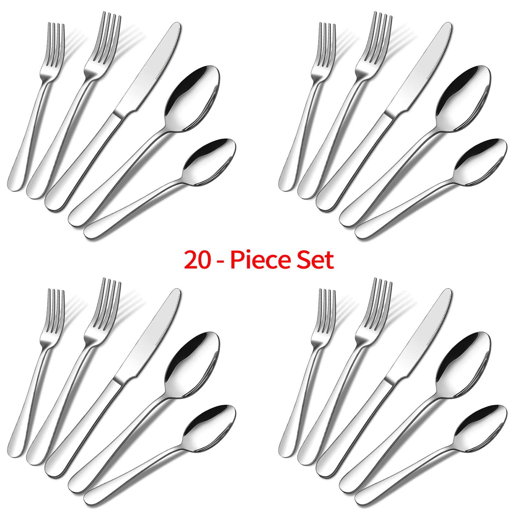 Virego 20 Pieces Silverware Set,Stainless Steel Utensils Service for 4,Mirror Polished Flatware