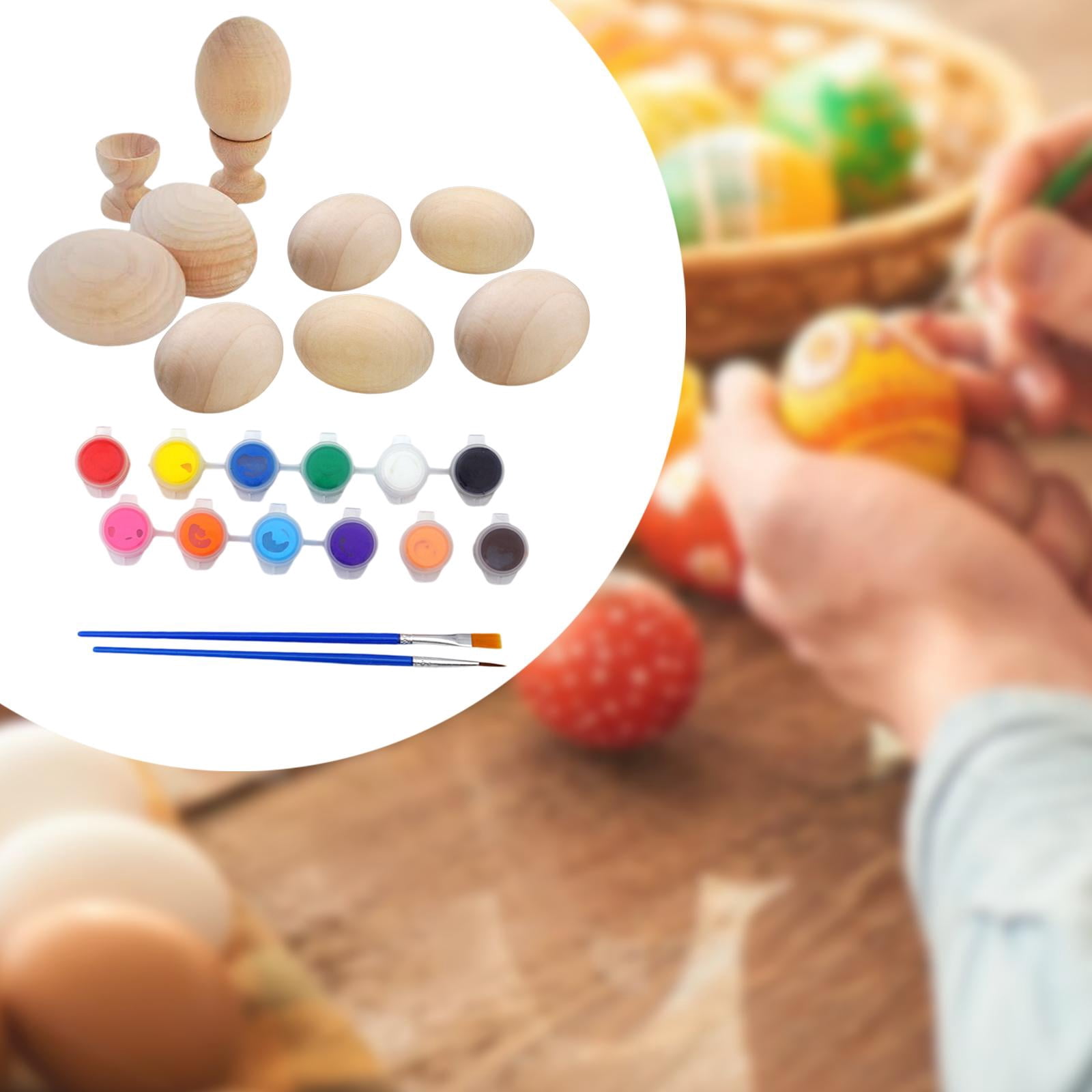 Sharprepublic 8 Pieces Unfinished Wood Eggs Funny Art Craft Supplies for Party Easter