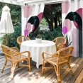 thumbnail image 3 of Outdoor Curtains for Patio Waterproof Pink Boho Indoor/Outdoor Curtain Tiebacks Geometric Line Leaves Privacy Curtain Sun Block Grommet Drapes for Pergolas Gazebo Porch Balcony 2 Panel 54x108 Inch, 3 of 9