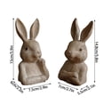 thumbnail image 3 of YingYouFu Easter Wood Grain Bunny Figurine Resin Sculpture Set of 2 Imitation Wood Finish Decorative Figurines for Study Desk Bedroom Home Decoration Shelf Mantle, 3 of 7