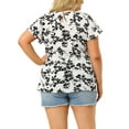 thumbnail image 3 of MODA NOVA Juniors Plus Size Floral Lace Keyhole Back Flared Sleeve Blouse White 2X, 3 of 6