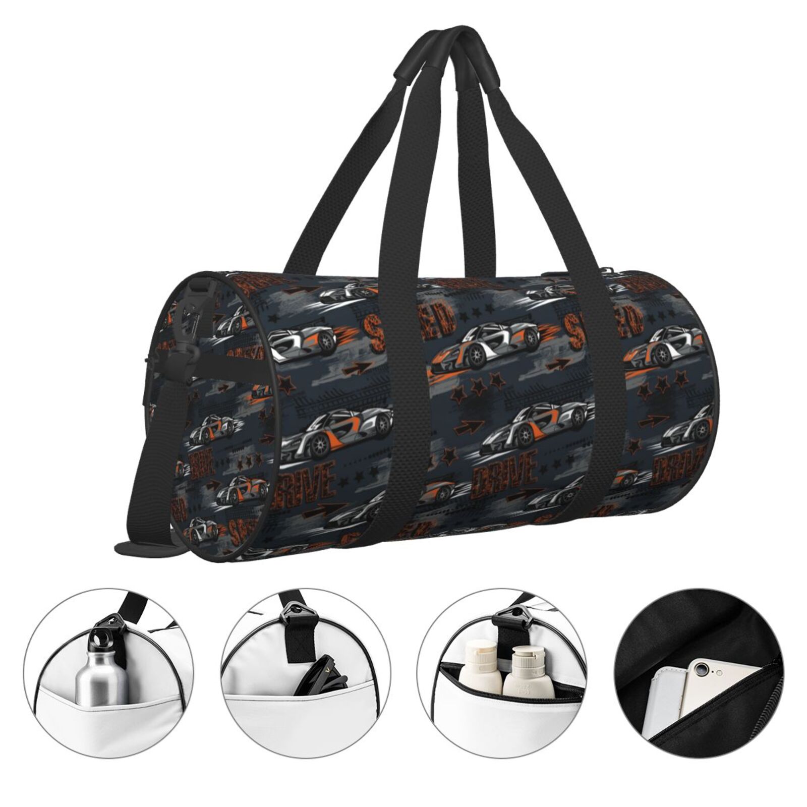 Defioc Cool Sports Car for Travel Duffle Bag,Weekender Bag Carry On Tote Bags Hospital Bag Large Capacity Sport Gym Bag for Men Women Fit for Trave, Gym,Weekend