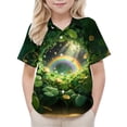 thumbnail image 1 of Blusa y camisa de manga corta con cuello vuelto, moderna e informal, con estampado del Día de San Patricio, con bolsillo, para uniforme escolar, para niños y niñas de 2 a 15 años., 1 of 7