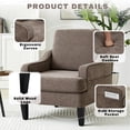 thumbnail image 3 of GAOHAPY Mid Century Modern Accent Chair, Upholstered Single Sofa with Wood Legs, Cozy Reading Armchair with Side Pockets, Comfy Side Chair for Living Room, Bedroom, Study, Apartment（Brown）, 3 of 8