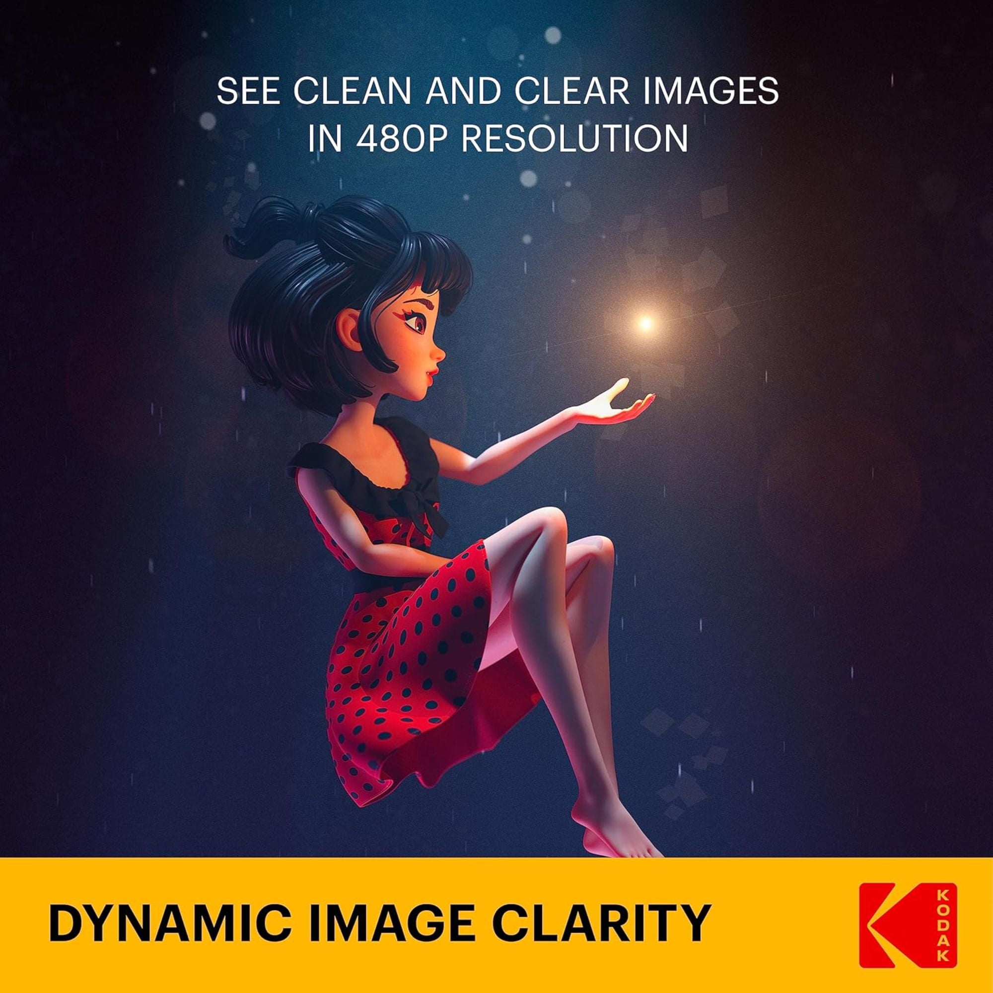 KODAK FLIK X1 Pico Projector with Remote and 2W Speakers