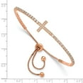 thumbnail image 5 of Auriga Fine Jewelry 925 Sterling Silver Rose-tone CZ Sideways Cross Adjustable Bracelet for Women, 5 of 6