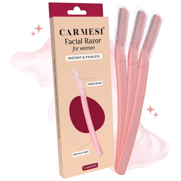 Rasuradora facial Carmesi, paquete de 3, precisa y sin dolor