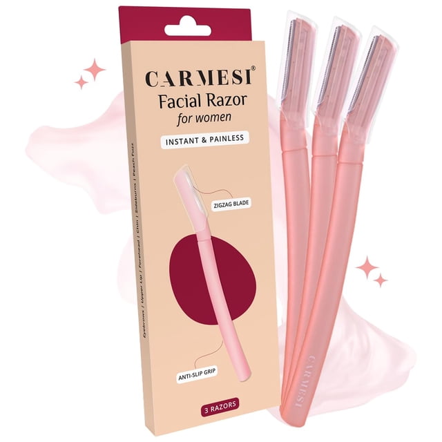 Rasuradora facial Carmesi, paquete de 3, precisa y sin dolor