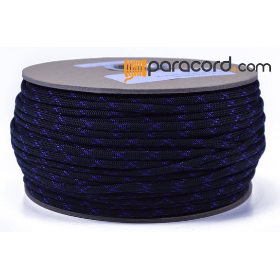 Bored Paracord Brand 550 Type III Paracord - Black with Acid Purple X - 250 Feet Spool