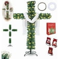 thumbnail image 7 of 180cm Foldable Cross Christmas Tree with LED Lights - Pre-lit Artificial Tree with Silk Scarf, Wood Ring & Stockings (Indoor/Outdoor Use)‌, 7 of 7