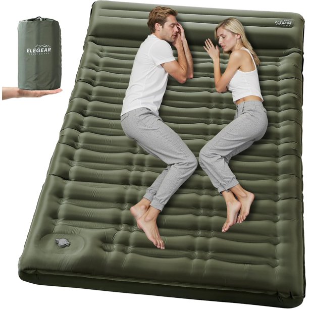 Inflable Colchoneta Camping Individual, 14CM Ultra-Thick Colchoneta Dormidos con Bomba de Pie Incorporada, Colchon autohinchable para Acampar Mochileros Senderismo Tiendas Viajes, Azul