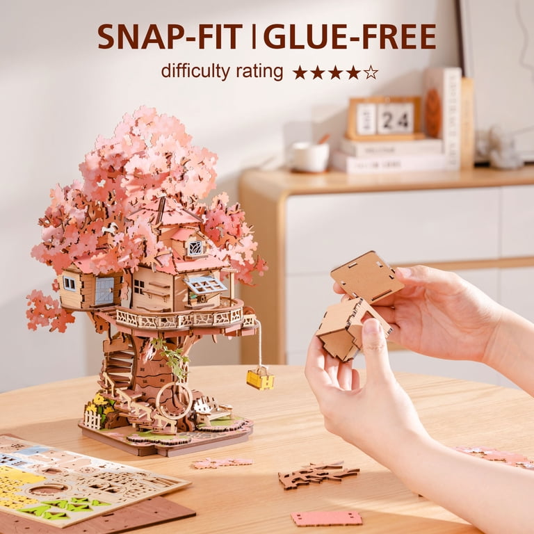 Robotime Sakura Tree Wooden 3D Puzzle, Cherry Blossom Model, Tiny