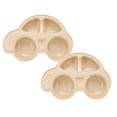thumbnail image 1 of Oleegame 2PC Stainless Steel Cutlery Set Cartoon Car Shape Plate Environmentally Separated Kids Dinnerware Tableware Tray Beige, 1 of 2