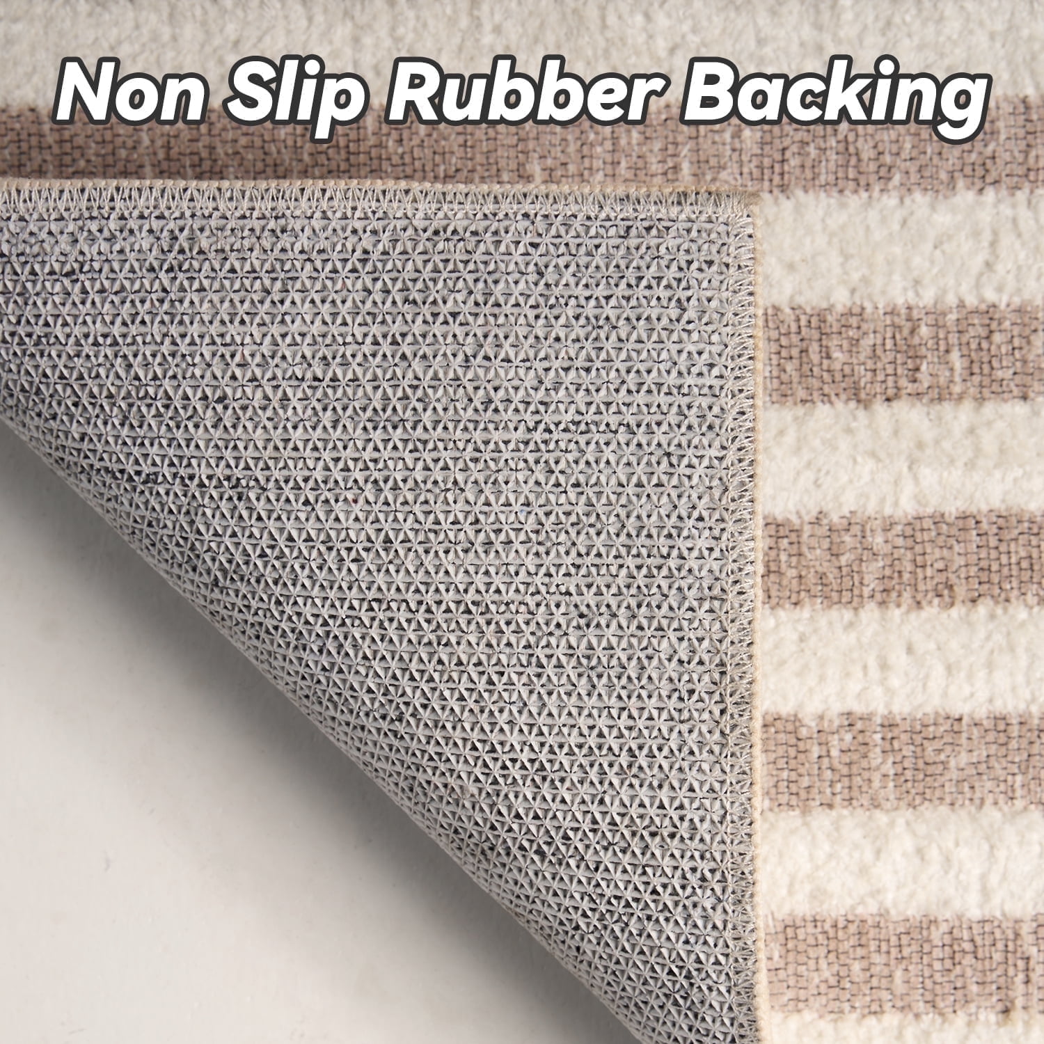 VUNATE 2'x6' Runner Rug Boho Washable Kitchen Rug Modern Jacquard Textured Rugs Soft Geometric Rug for Bedroom Mid Century Non-Slip Table Runner Perfect for Dining Room Laundry Beige